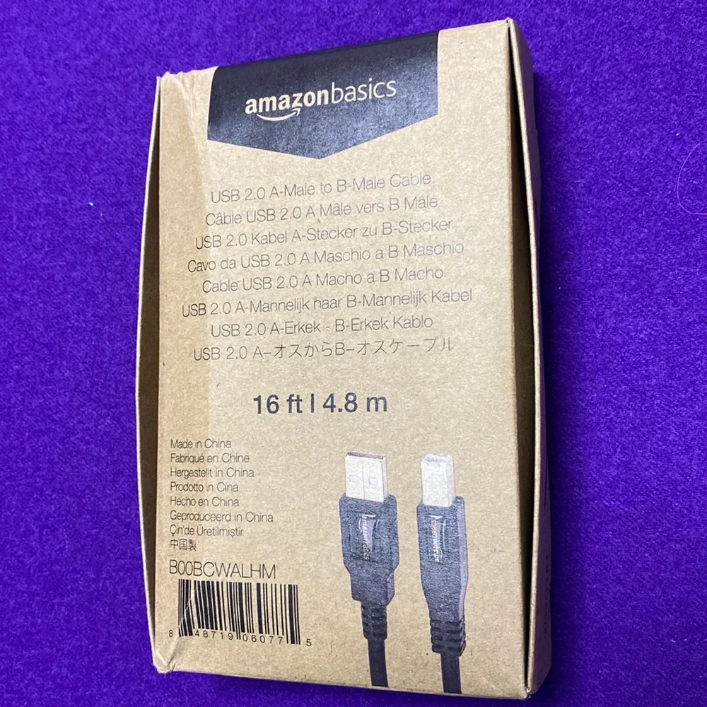USB 2.0 A-Male to B-Male Cable